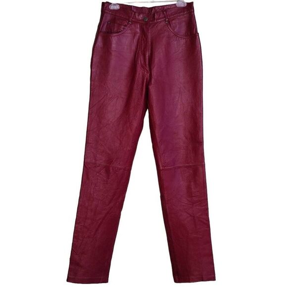 Vintage Burgundy Red Leather Pants 30L - Picture 1 of 11